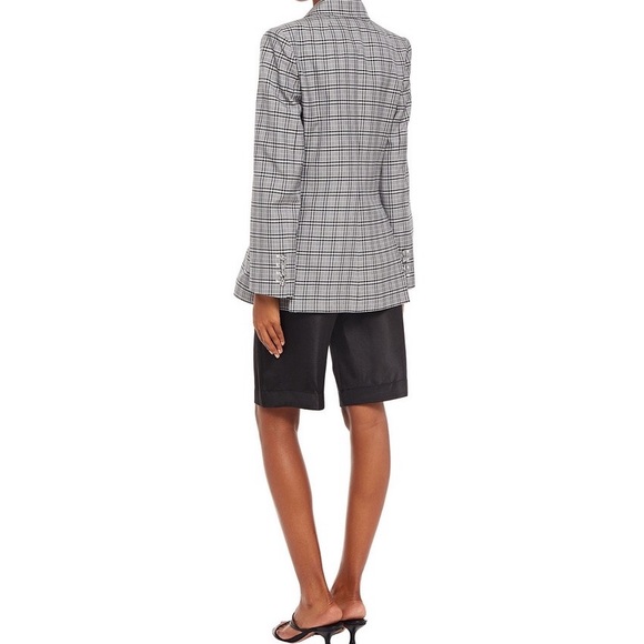 zimmermann double breasted oversized plaid blazer gray - Picture 3 of 9